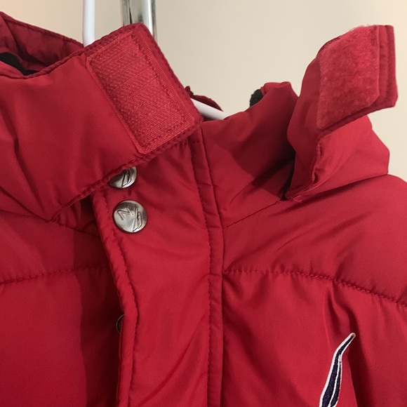 Nautica Toddler Boys Jaket Red Black Water Resistant Lightweight Hooded Size:7 - Picture 7 of 14